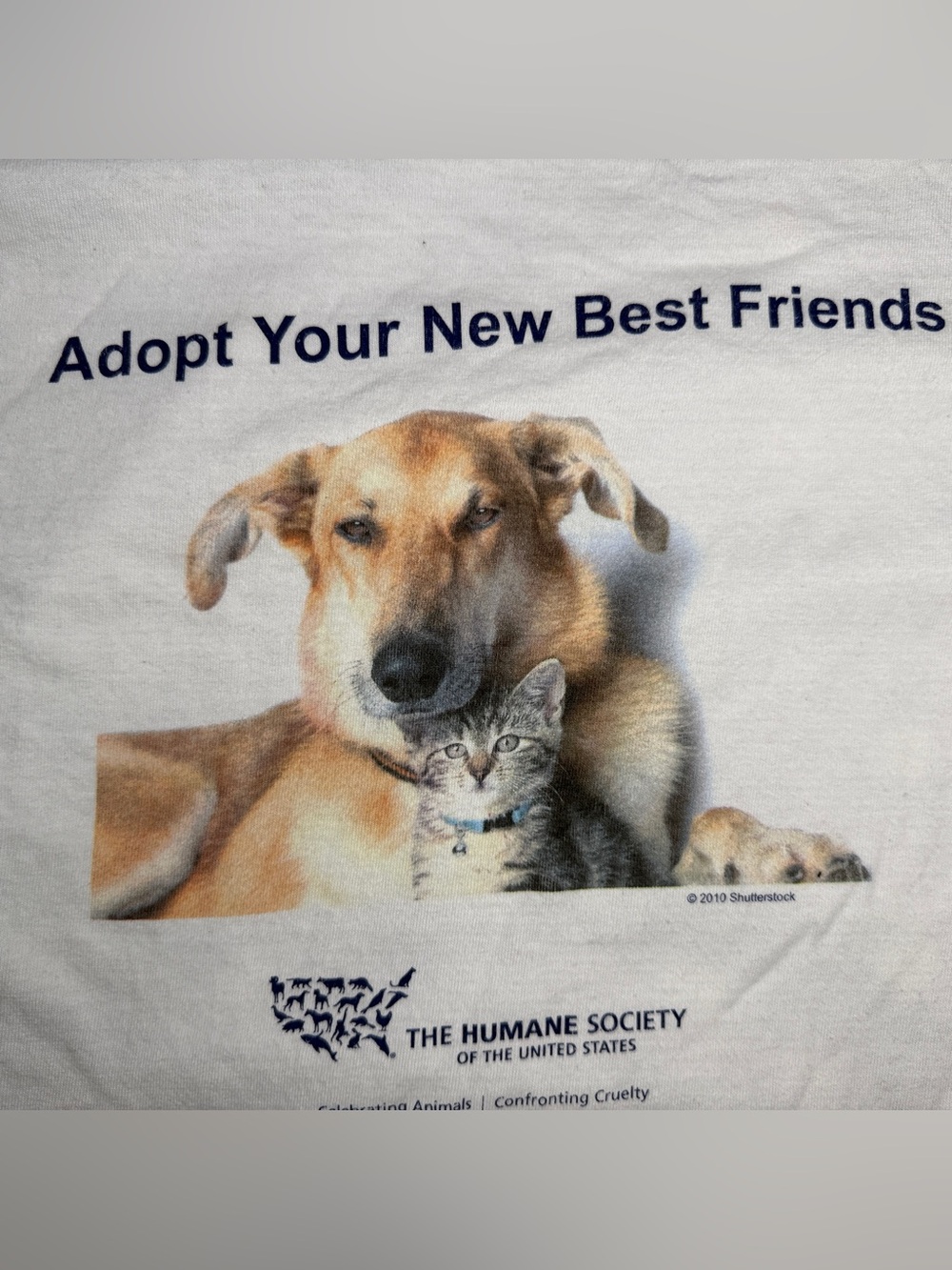 2010 Humane Society Adopt Your New Best Friends Dog Cat T Shirt Gildan Large